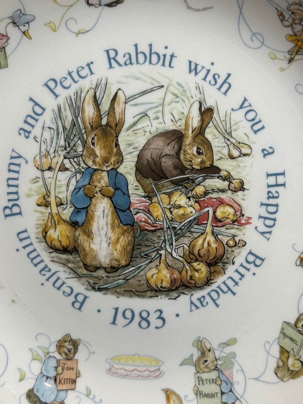 Benjamin Bunny and Peter Rabbit Happy Birthday 1983 Wedgewood Plate